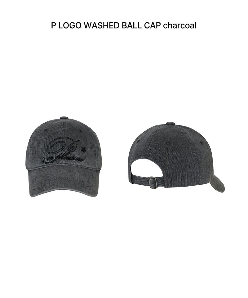 PAIN OR PLEASURE（ペインオアプレジャー）の「P LOGO WASHED BALL CAP charcoal（Hats）」