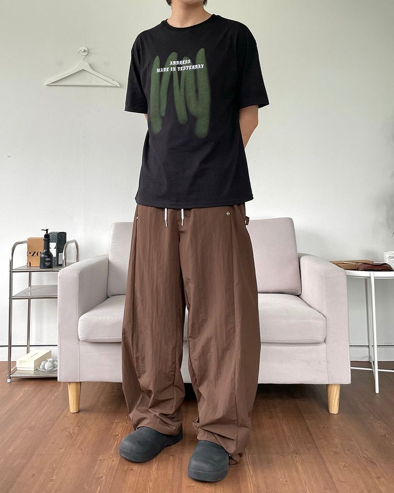 Side Snap Nylon Balloon Pants