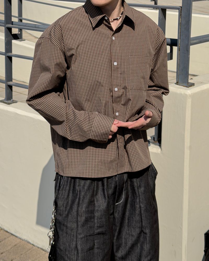 Neric Mini Check Cropped Shirt