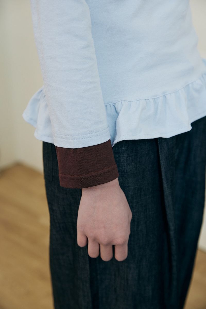 Layered frill T-shirt / Blue