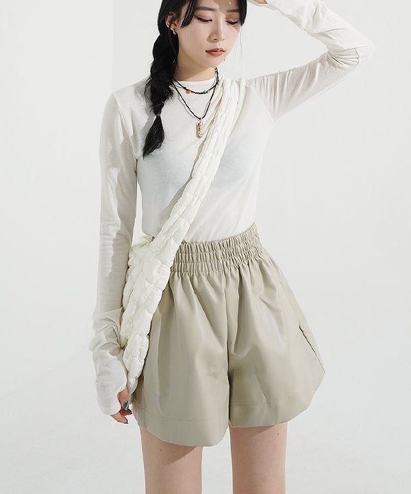 KIXI（キッシー）の「Synthetic Leather Triple Banding Wide Shorts（Pants）」