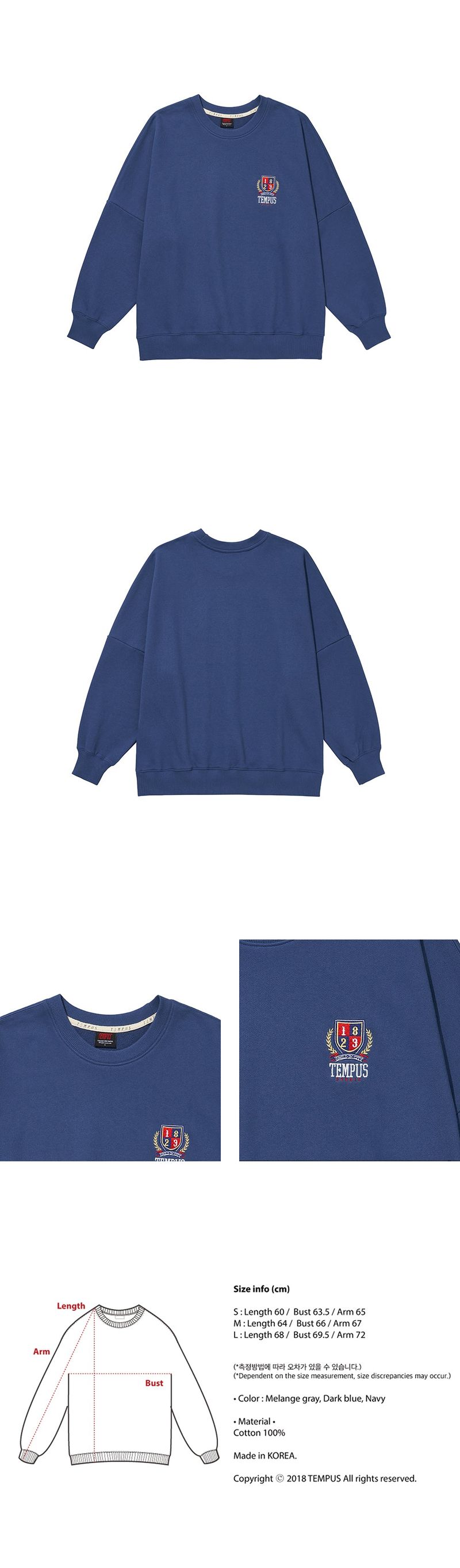 EMBROIDERY LOGO SWEATSHIRTS [DARK BLUE]
