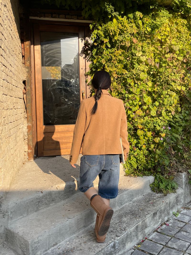 Muse wool collar short coat