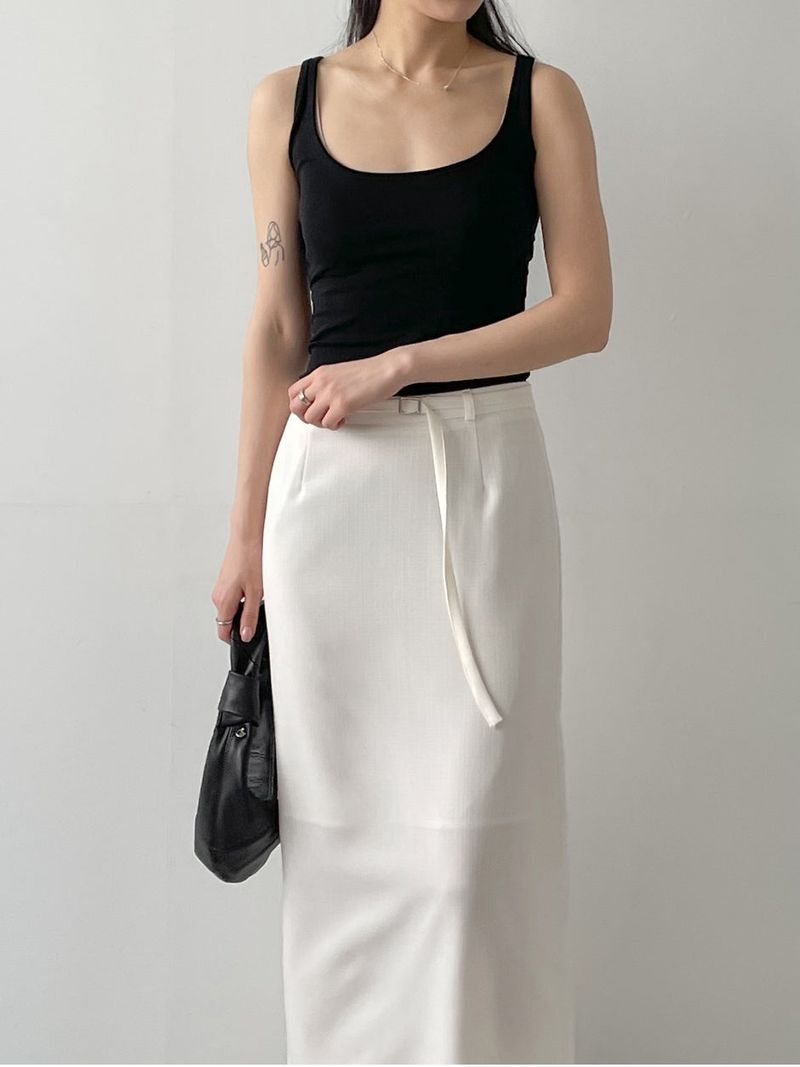 INCHANT ME（インチャントミー）の「Lara Tweed Belted H-Line Long Skirt（Skirts）」