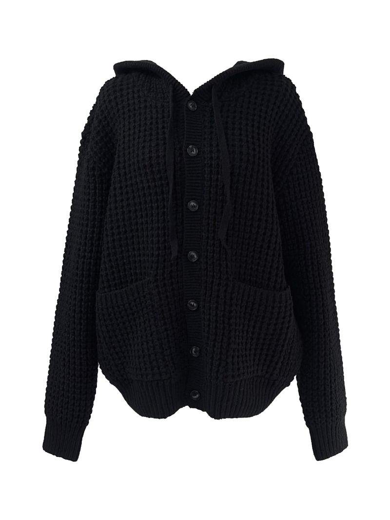 pocket waffle hood cardigan (unisex)