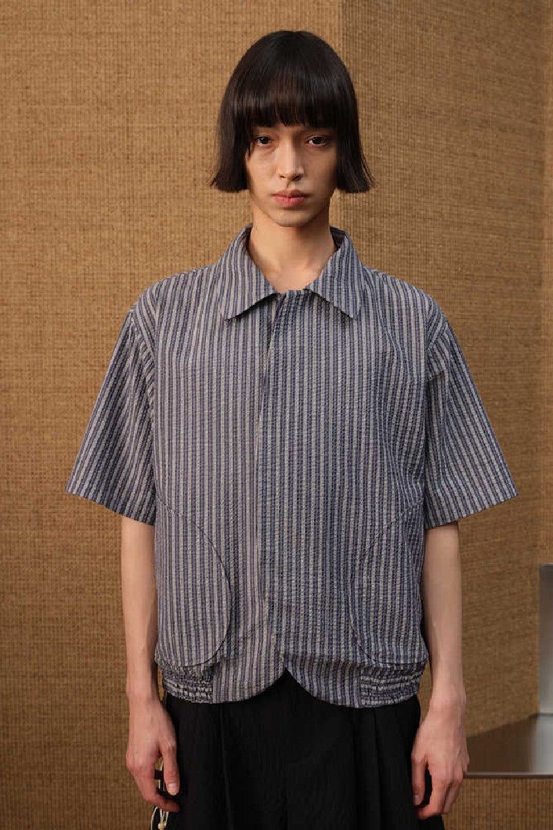 JCAESAR(ジュリウス・シーザー)の「Crinkle Stripe Curved Shirt(Tops)」