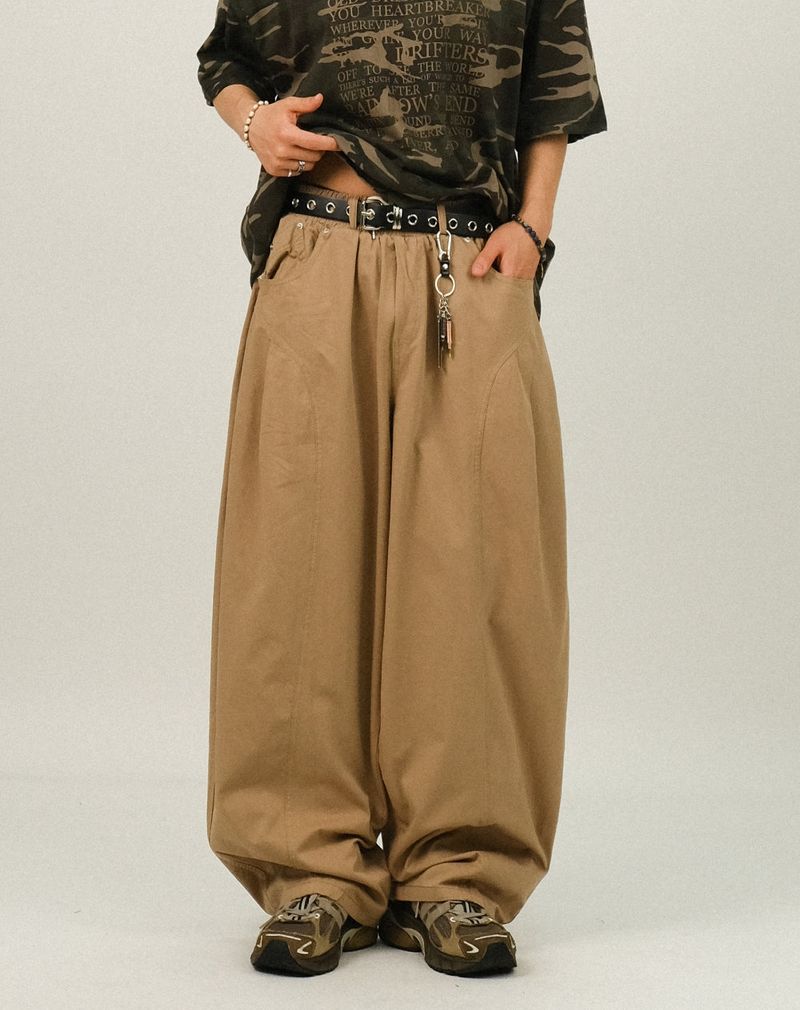 BEE Curved Line Pin-tuck Balloon Pants