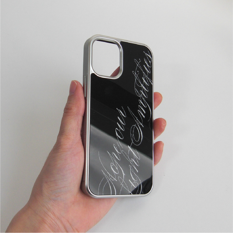 [MADE] slogan silver glass bumper case (black)