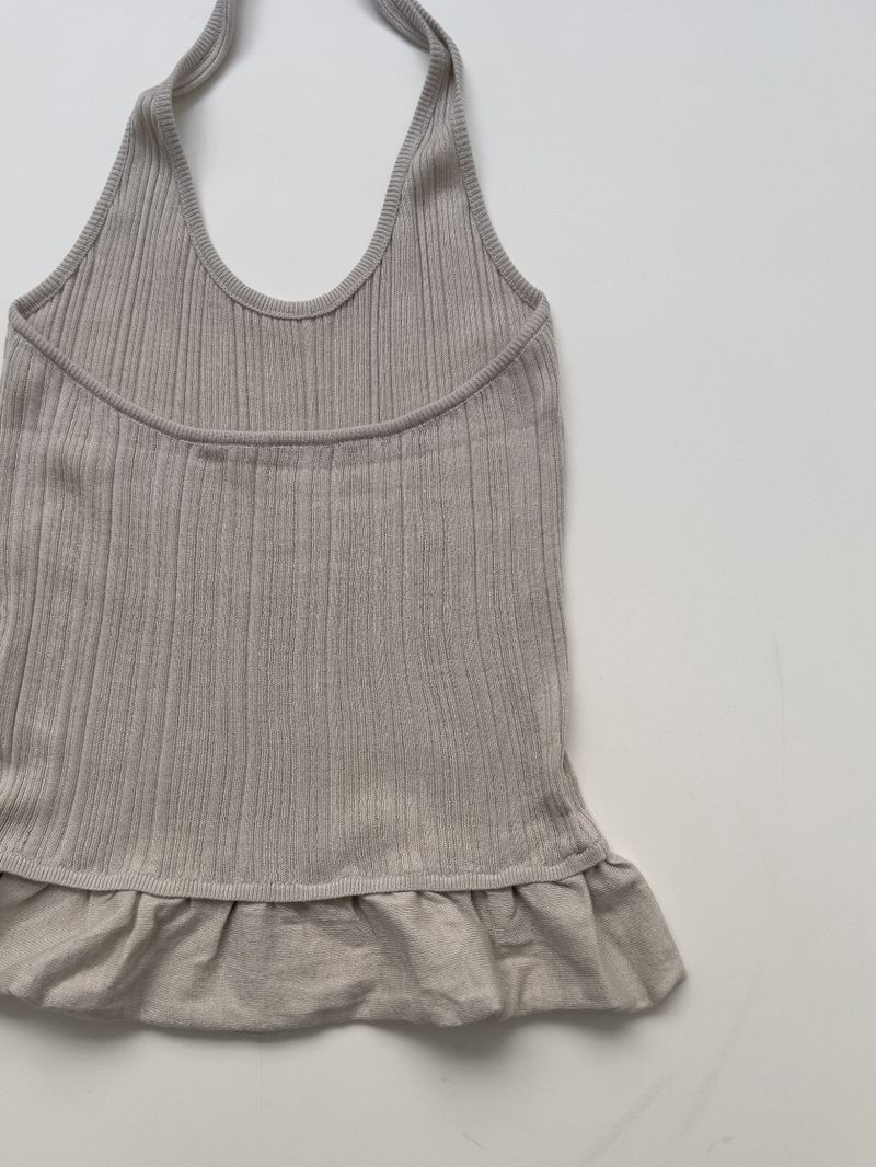 Frill halterneck knit bustier