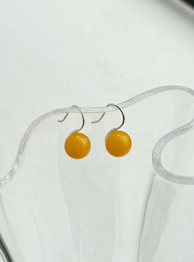 [silver925] amber ball hook earring