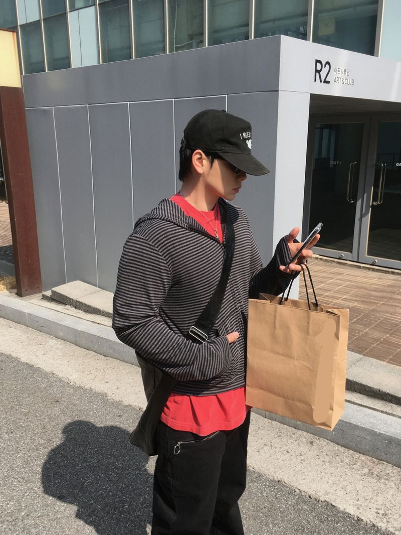 No.1690 stripe soft hood ZIP-UP (3color)