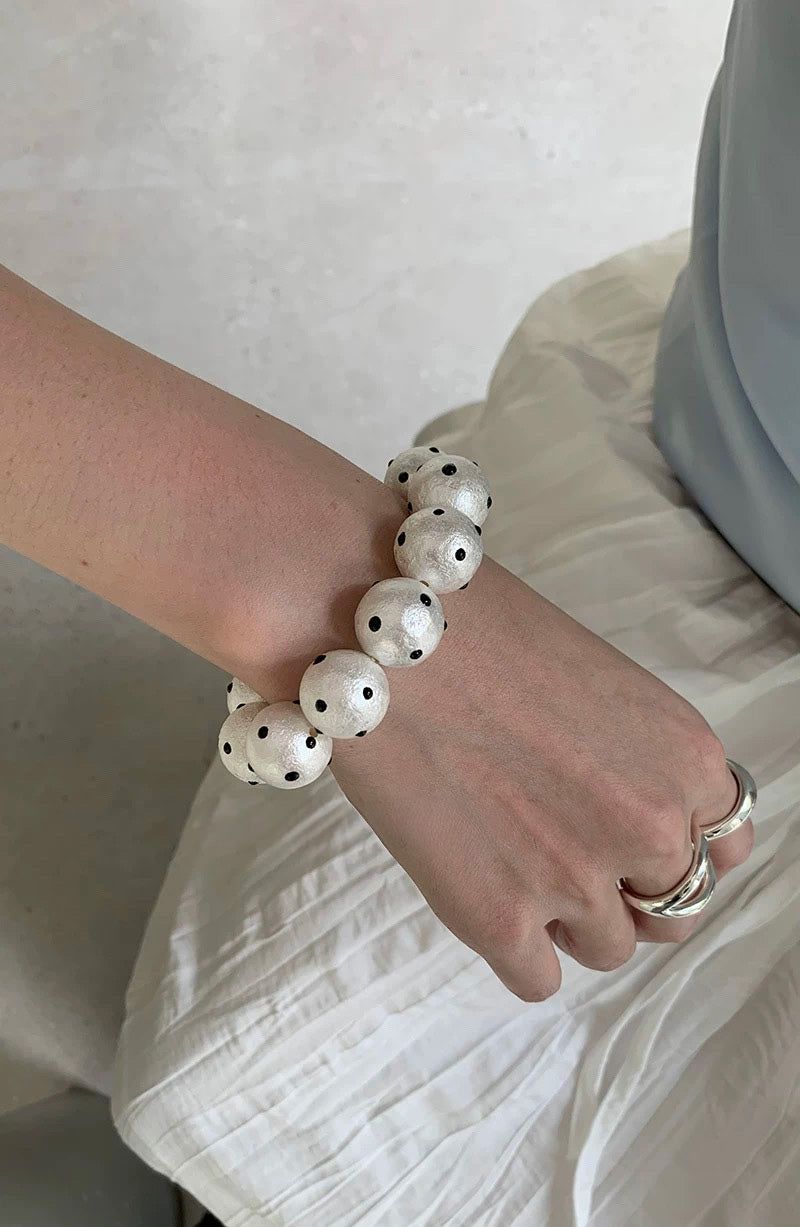 Matt white dot bangle