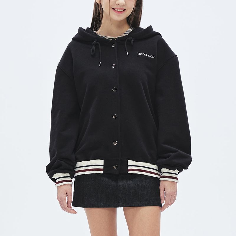 ベースボールフードジャケット/Baseball Hoodie Jacket [BLACK]