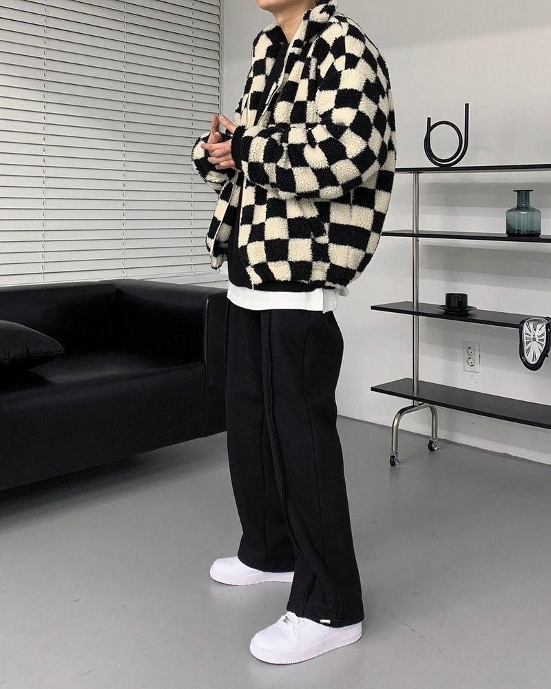 UI Wool Check Turtleneck Zip-Up (2 colors)