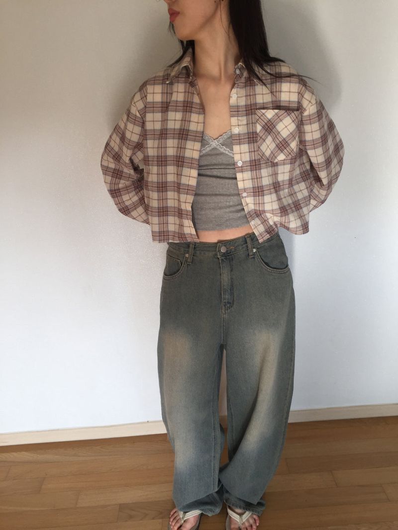 Check crop shirt (2 colors)