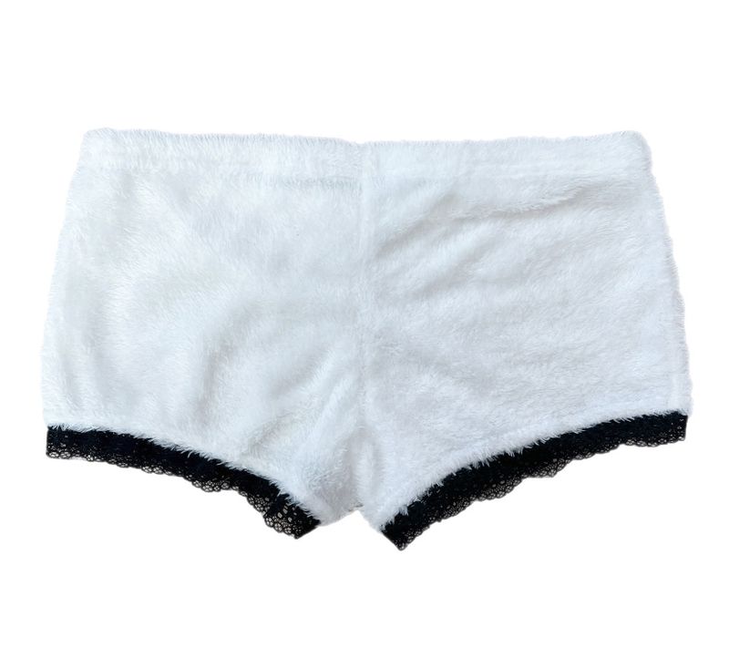 Fluff Fur Lace Ribbon Mini shorts