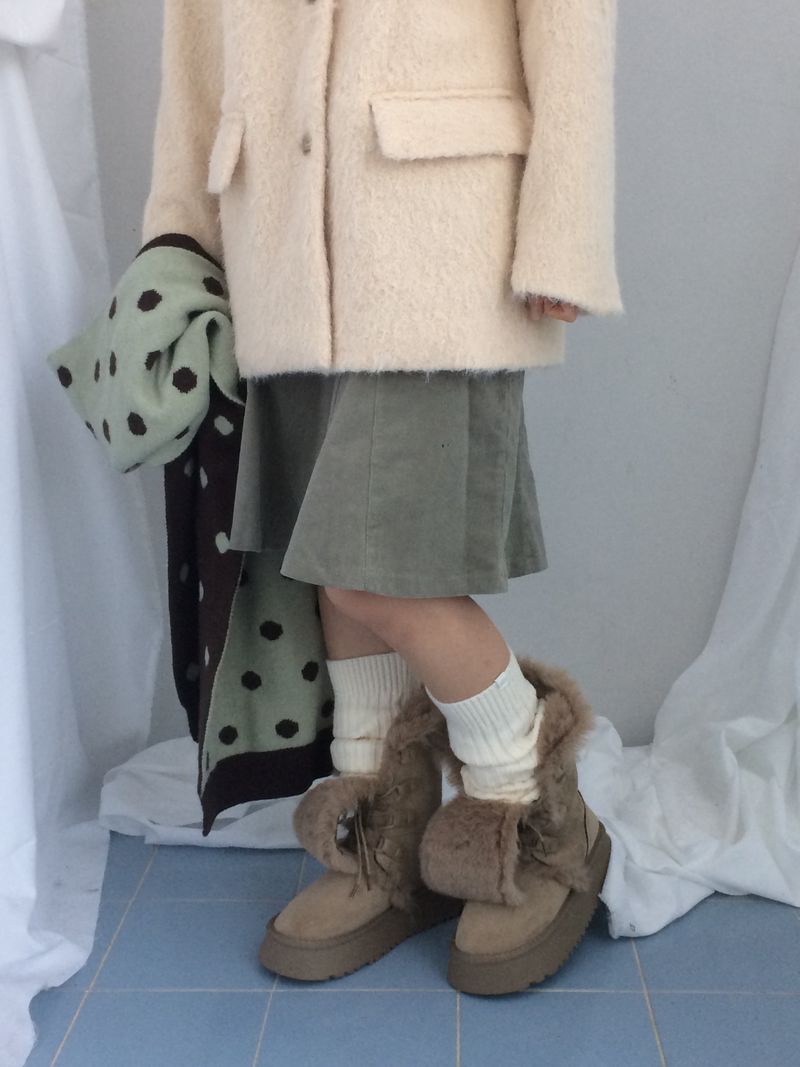 Suede Rabbit Fur Boots