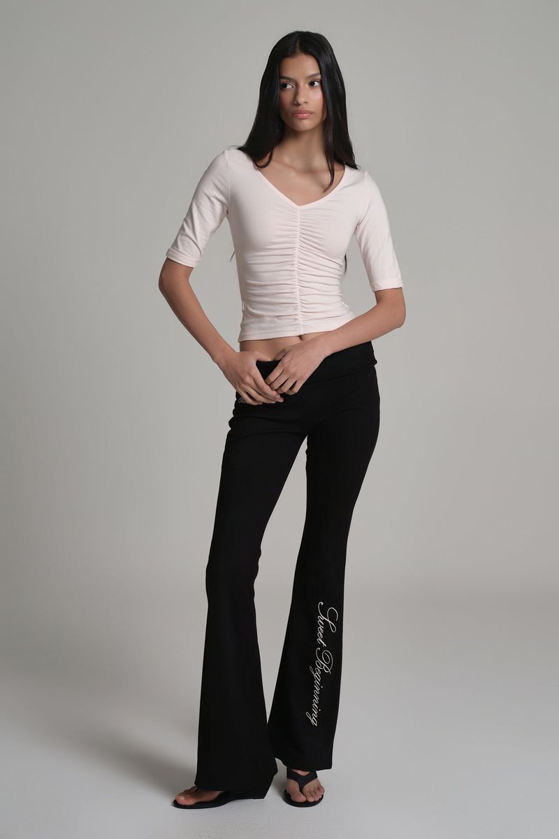 Lace tea bootscut pants, Black