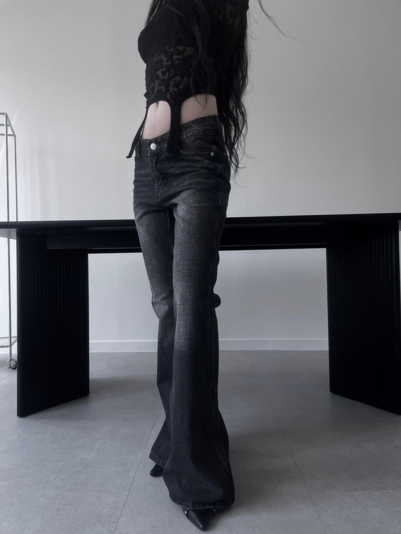 washed slub bootcut denim (2color)