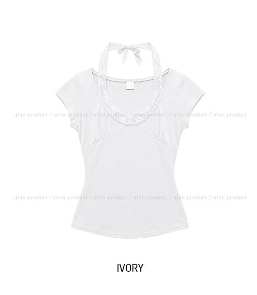 Sina Lace Strap Halter Short Sleeve