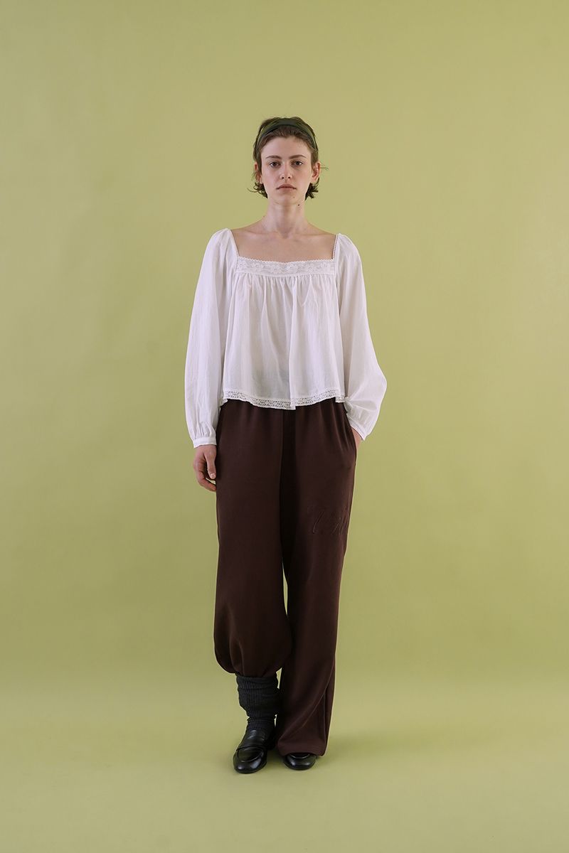 Lettering sweat pants_brown