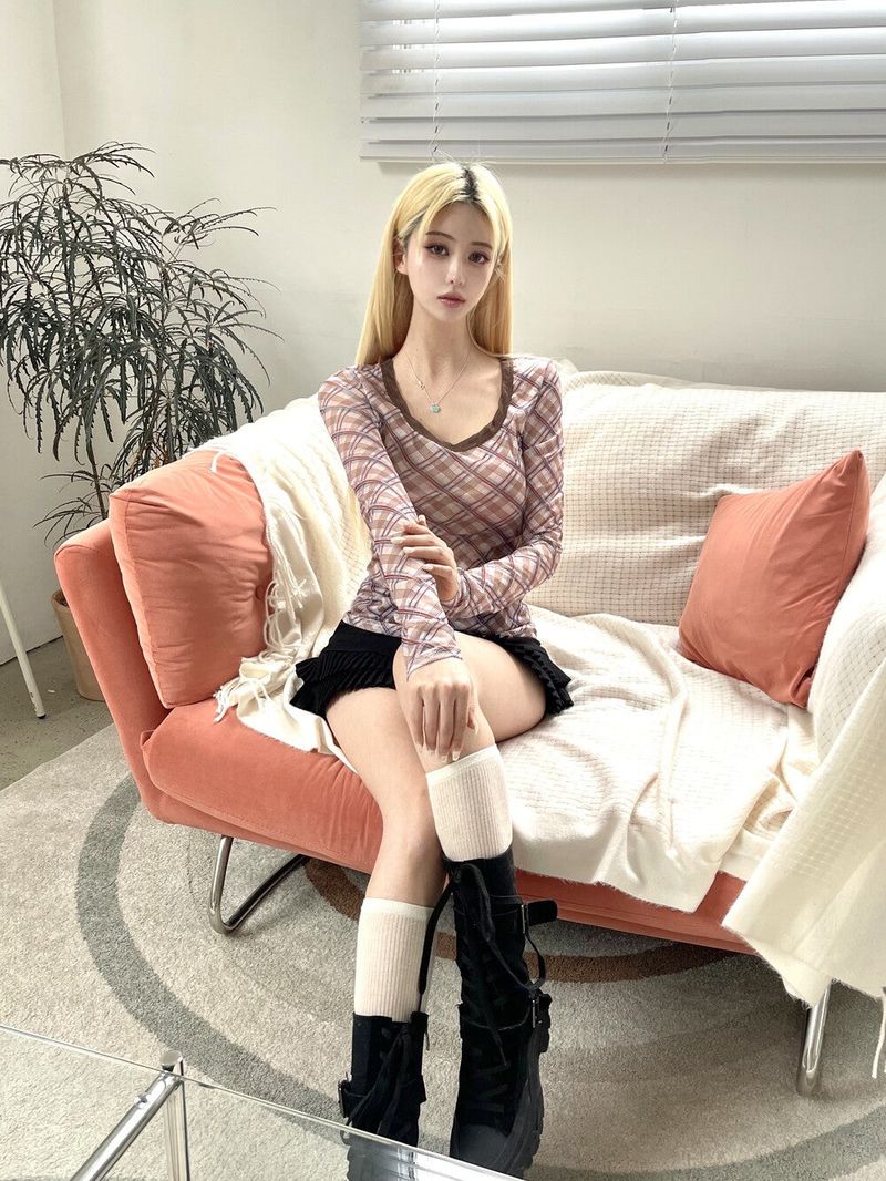 1469. Tweed pleats mini sk (3color)