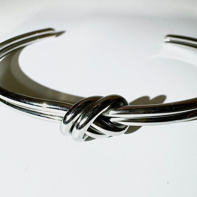 Silver twisted bangle bracelet