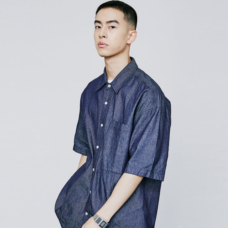 FRONT SEAM WASHED DENIM SHIRT INDIGO