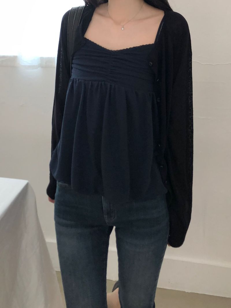 Slash linen round cardigan (4 colors)