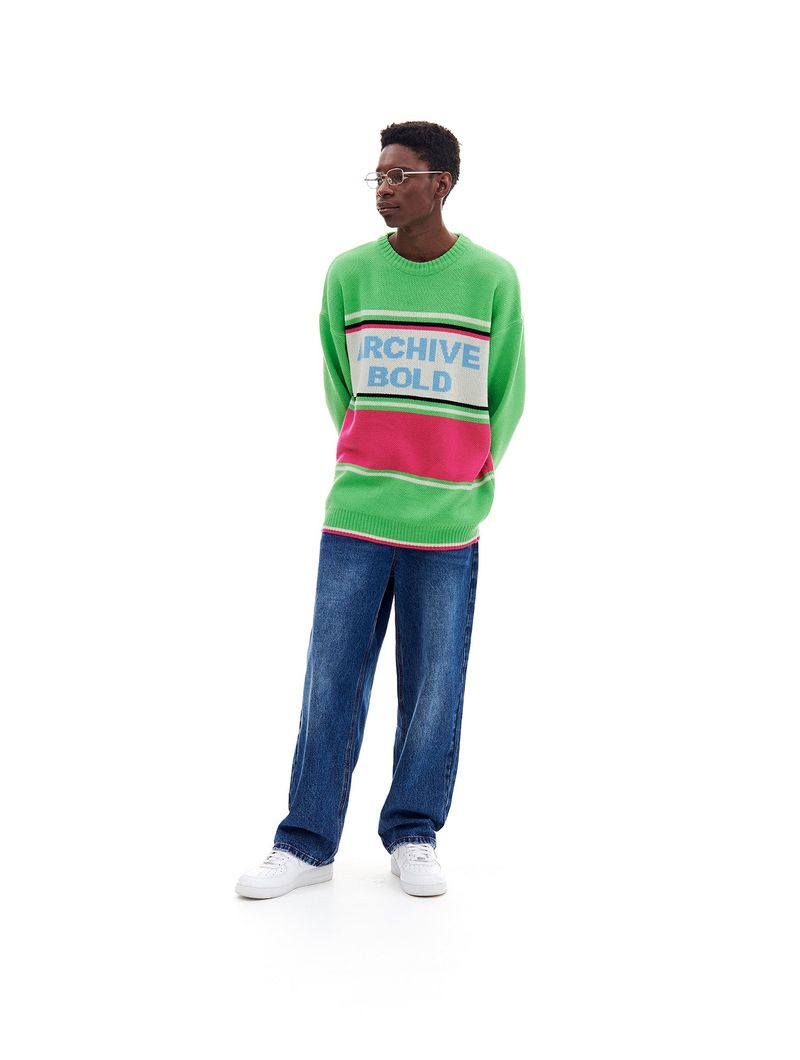 AB STRIPE PANEL KNIT (GREEN)
