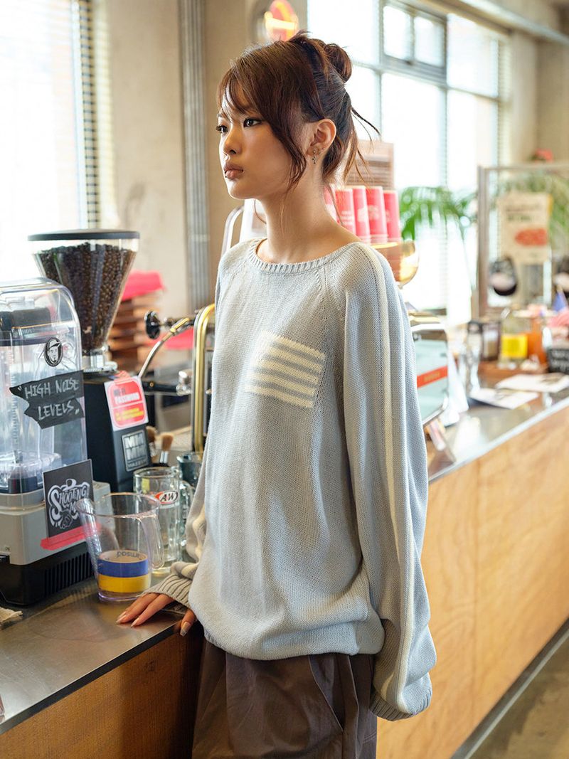 FLAG BOATNECK KNIT LIGHT BLUE