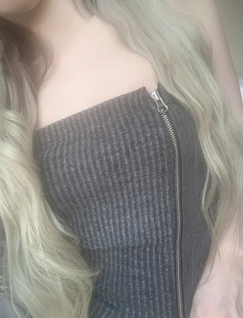 suzen（スゼン）の「Doppen Zipper Tube Top (gray)（Tops）」