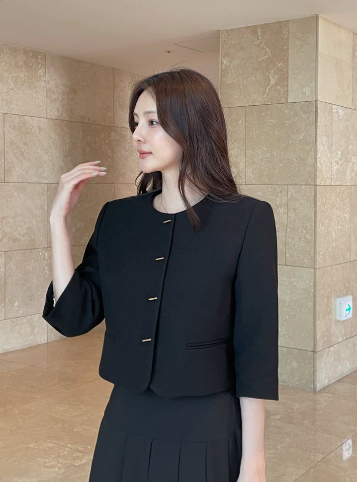 Luman Three Quarter Crop Tweed Jacket