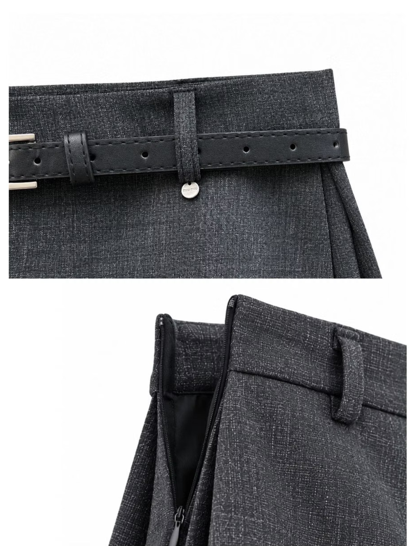 WRAP SKORT WITH LEATHER BELT (2COLORS!)
