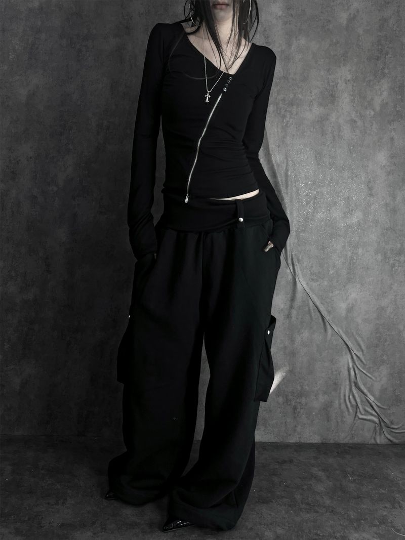 wrap waist wide pants (2color)