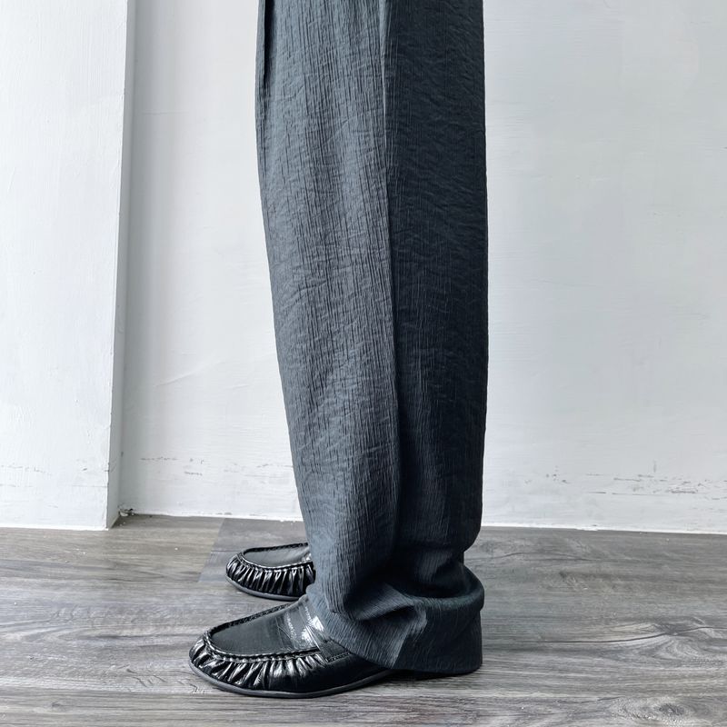 Textured Draped Wide Pants