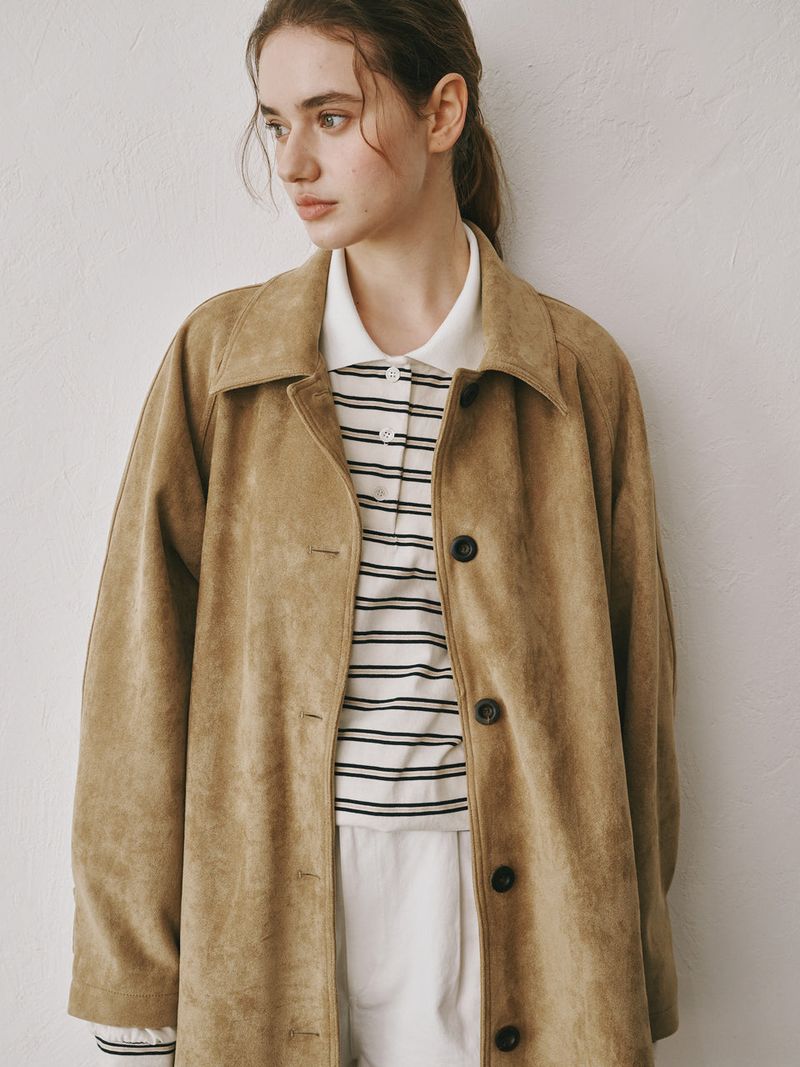 Suede half coat (Beige)