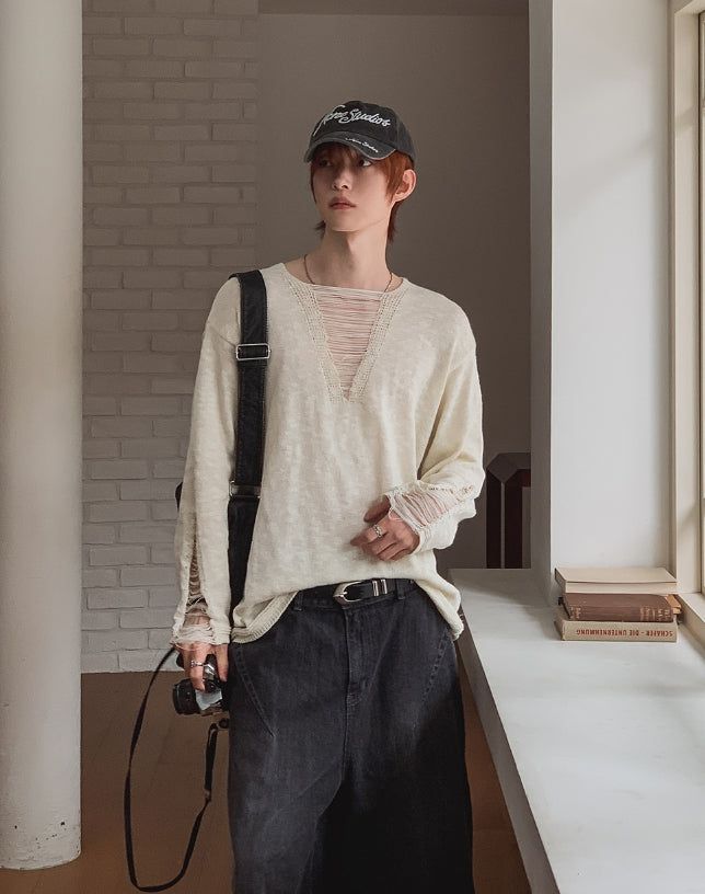 2PLAN(ツープラン)の「Sponge Grunge Damaged Knit(Tops)」