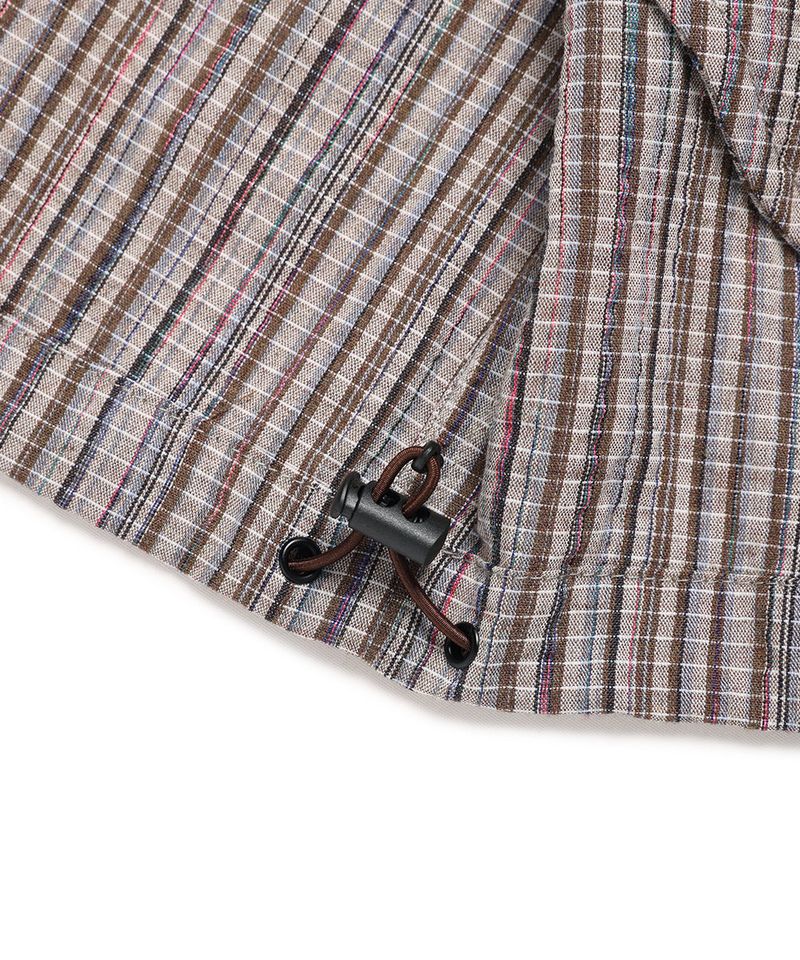 HOODED CHECK WIND BREAKER BROWN(CV2FSUB962A)
