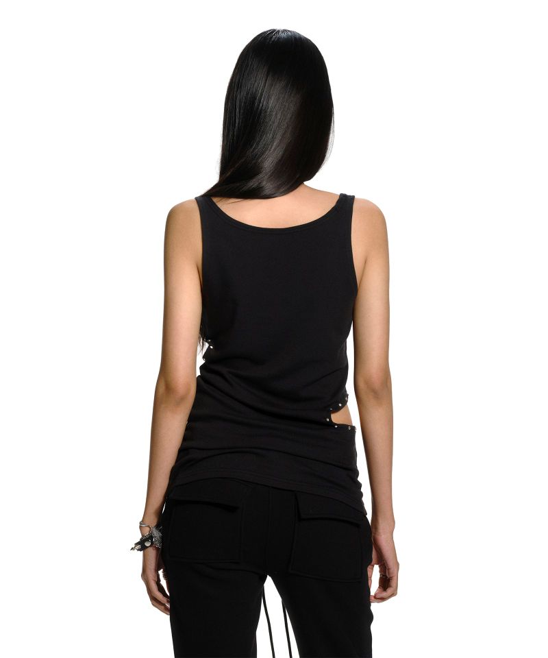 CUT-OUT STUD SLEEVELESS TOP BLACK