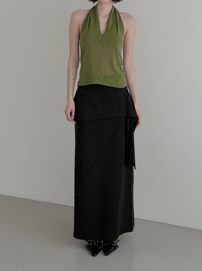 Blin Mesh Cowl Halter Top
