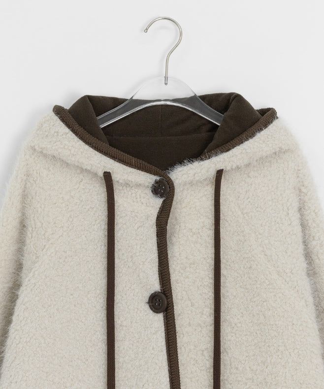 Handal Boucle Half Hood Fur Jacket