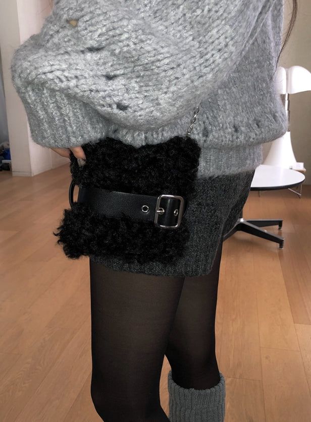 Fanta Mini Fur Belt Chain Cross Bag