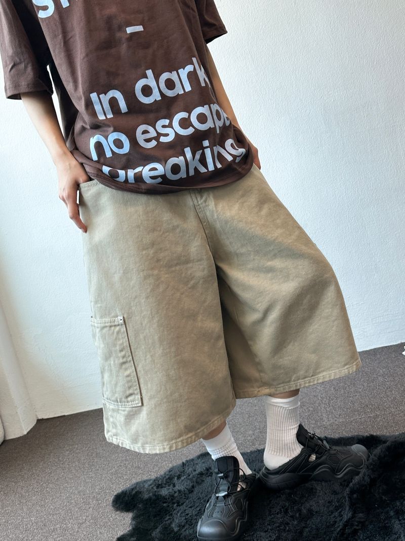 Double Ring Cargo Rivet Cotton Bermuda Shorts 3color