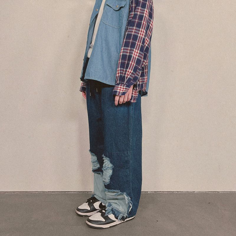 bleach denim pants_blue