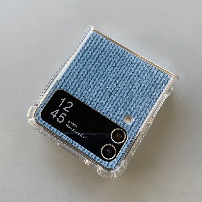 LABEL KNIT HARD JELL CASE_BLUE