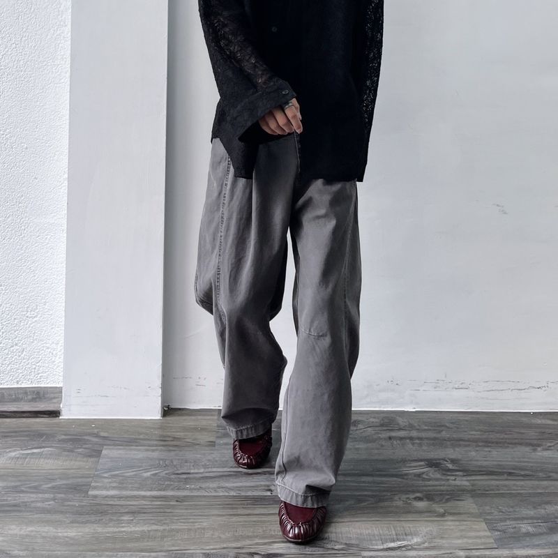 Washed Multi-Button Wide Pants