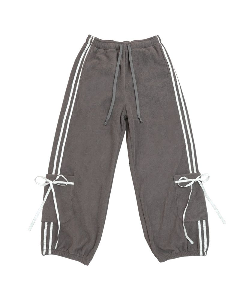 Ribbon tape fleece pants / cocoa