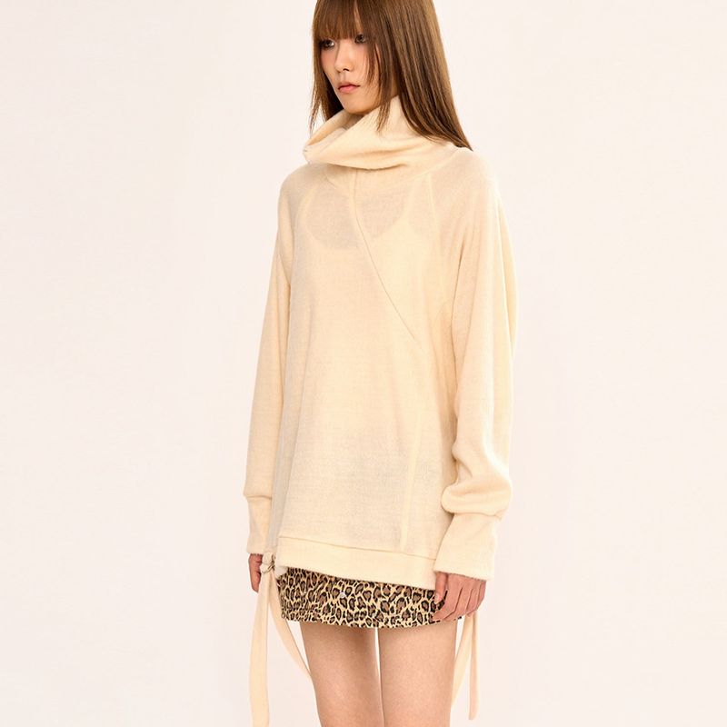 Hairy Zipslit Pullover - Ivory
