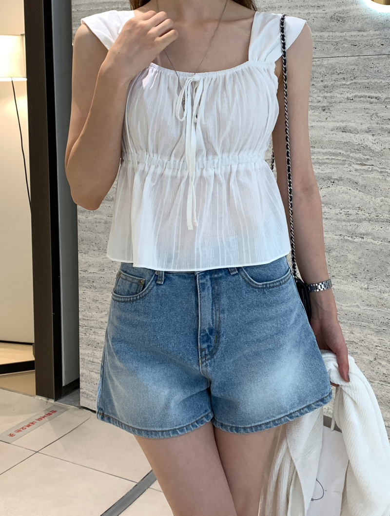 Heather Ribbon Sleeveless Blouse / 2 colors